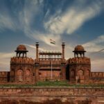Tourists visiting famous places in Delhi