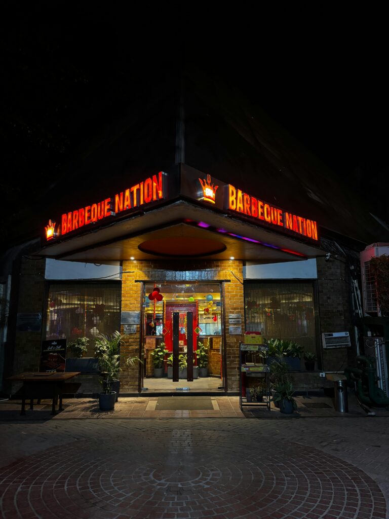  Buffet and live barbecue counter at Barbeque Nation